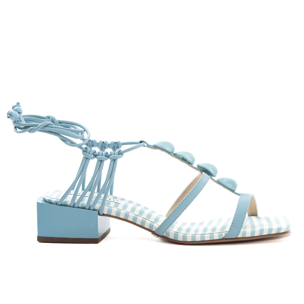 Sandália Feminina Salto Bloco Azul Cecconello 1765014-1 - cecconello